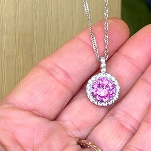 Lorenzo Sterling Silver Pink and White Sapphire Necklace